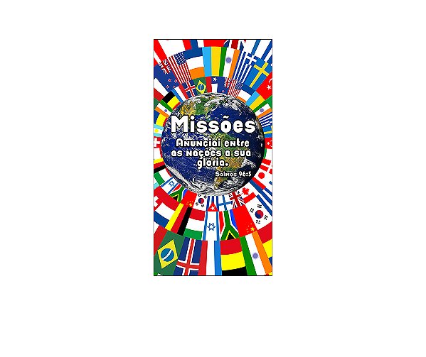 Painel De Festa Vertical 1,00 x 2,00 - Missões Bandeiras de Países 037
