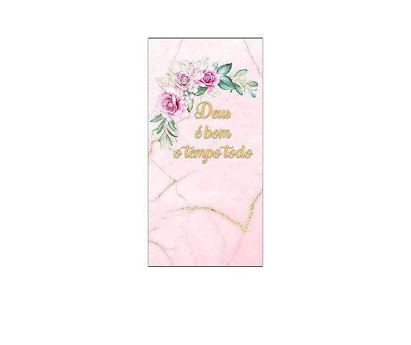 Painel De Festa Vertical 1,00 x 2,00 - Deus é Bom Efeito Mármore Rosa 050