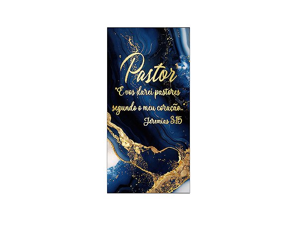 Painel De Festa Vertical 1,00 x 2,00 - Pastor Efeito Mármore Azul e Dourado 053