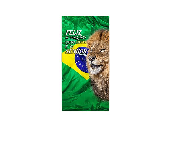 Painel De Festa Vertical 1,00 x 2,00 - Religioso Leão e Bandeira do Brasil 056