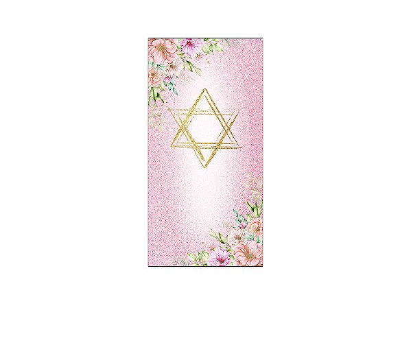 Painel De Festa Vertical 1,00 x 2,00 -Judaico Rosa com Dourado 060