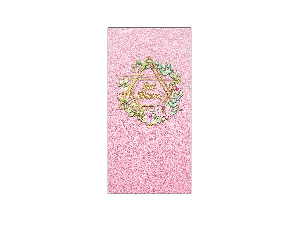 Painel De Festa Vertical 1,00 x 2,00 - Bat Mitzvá Judaico Rosa com Dourado 061