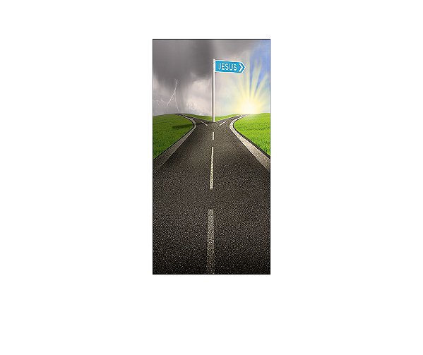 Painel De Festa Vertical 1,00 x 2,00 - Caminho Estrada Para Jesus 082