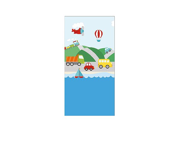 Painel De Festa Vertical 1,00 x 2,00 - Meios de Transporte Cute 001