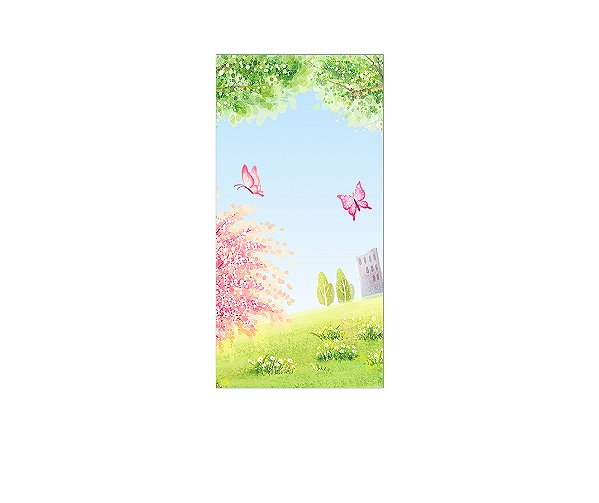 Painel De Festa Vertical 1,00 x 2,00 - Jardim com Borboletas Aquarela 002