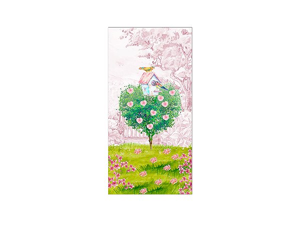 Painel De Festa Vertical 1,00 x 2,00 - Jardim Árvore Rosa 006