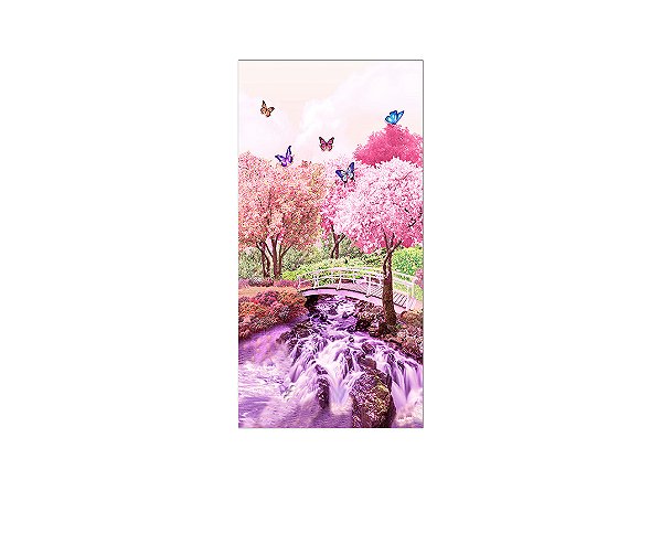 Painel De Festa Vertical 1,00 x 2,00 - Jardim Florido Rosa 012