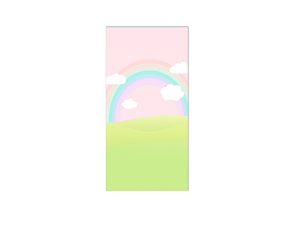 Painel De Festa Vertical 1,00 x 2,00 - Jardim Cute com Arco-íris 022