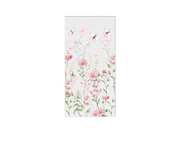 Painel De Festa Vertical 1,00 x 2,00 - Jardim com Flores Aquarela 027