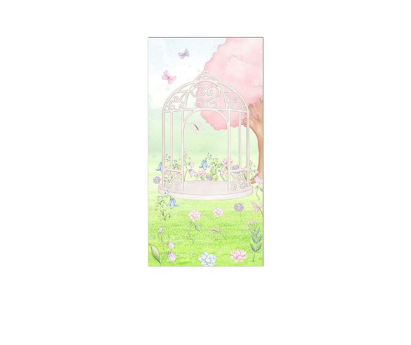 Painel De Festa Vertical 1,00 x 2,00 - Jardim Encantado Aquarela 036
