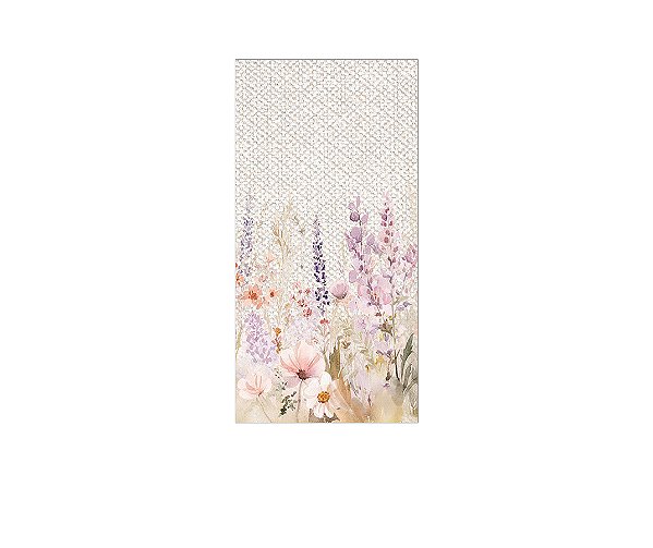 Painel De Festa Vertical 1,00 x 2,00 - Jardim Floral Efeito Textura de Linho 038