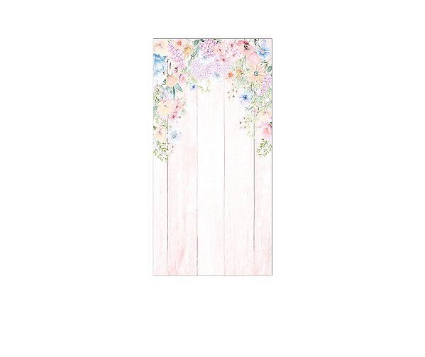 Painel De Festa Vertical 1,00 x 2,00 - Jardim Efeito Madeira com Flores 041