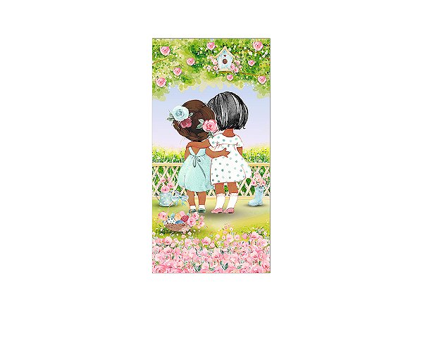 Painel De Festa Vertical 1,00 x 2,00 - Jardim Bonecas Cute 044