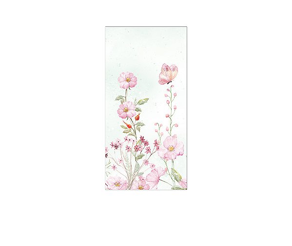 Painel De Festa Vertical 1,00 x 2,00 - Jardim Rosa e Verde Aquarela 056