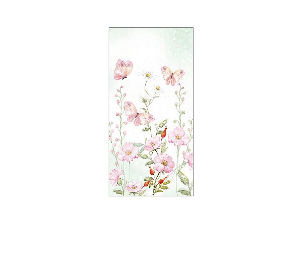 Painel De Festa Vertical 1,00 x 2,00 - Jardim Rosa e Verde Tom Pastel 057