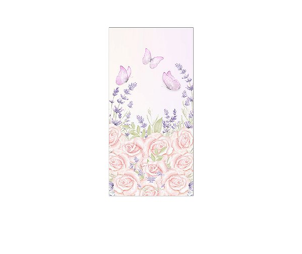 Painel De Festa Vertical 1,00 x 2,00 - Jardim de Lavanda com Borboletas 058