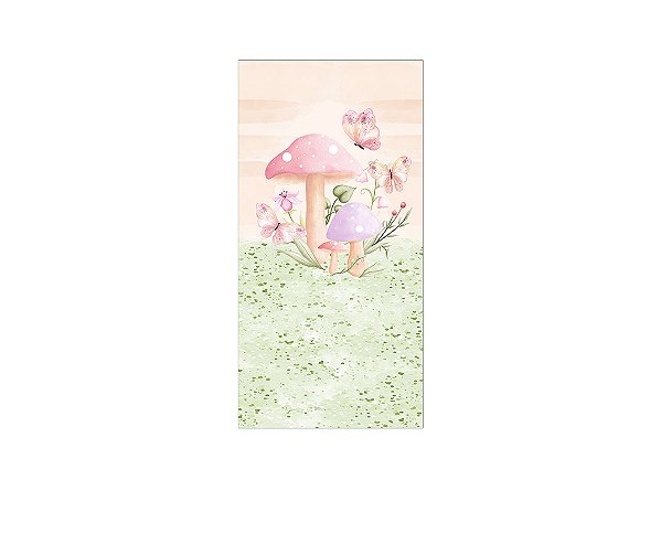 Painel De Festa Vertical 1,00 x 2,00 - Jardim de Cogumelos Aquarela 059