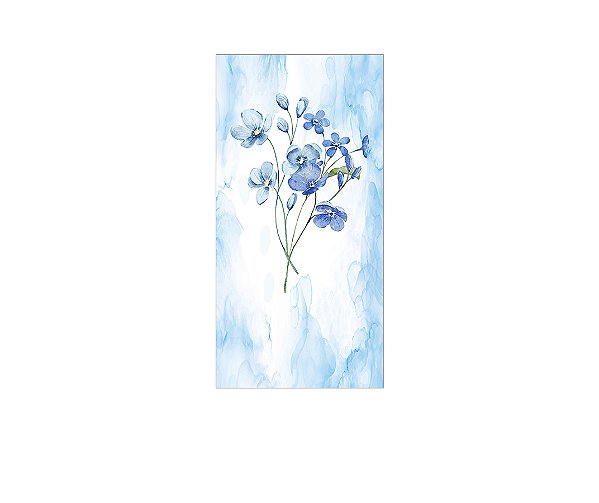 Painel De Festa Vertical 1,00 x 2,00 - Jardim com Flores Azuis 065
