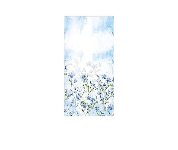 Painel De Festa Vertical 1,00 x 2,00 - Jardim com Floral Azul Aquarelado 066