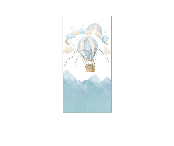 Painel De Festa Vertical 1,00 x 2,00 - Balão Aquarela Azul com Bege 005