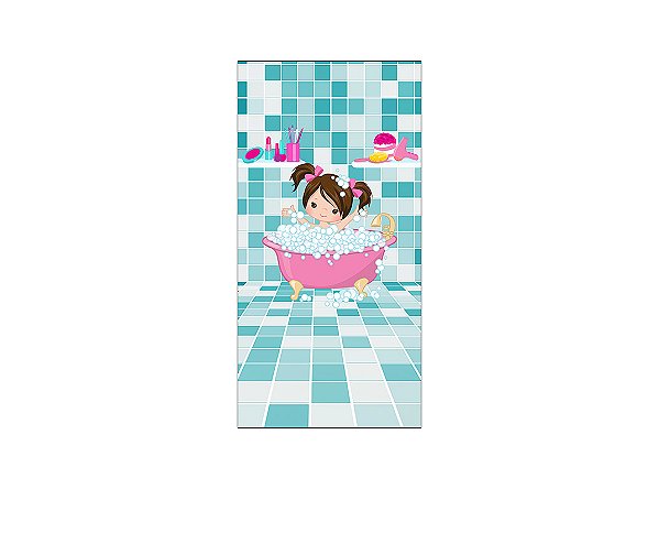 Painel De Festa Vertical 1,00 x 2,00 - Dia de Spa Menina na Banheira 004