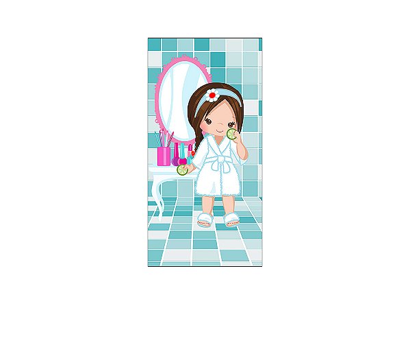Painel De Festa Vertical 1,00 x 2,00 - Dia de Spa Menina Cute 005