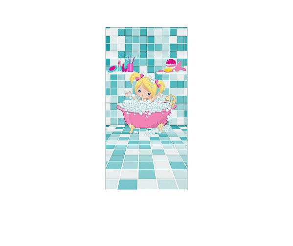 Painel De Festa Vertical 1,00 x 2,00 - Menina Cute na Banheira 010