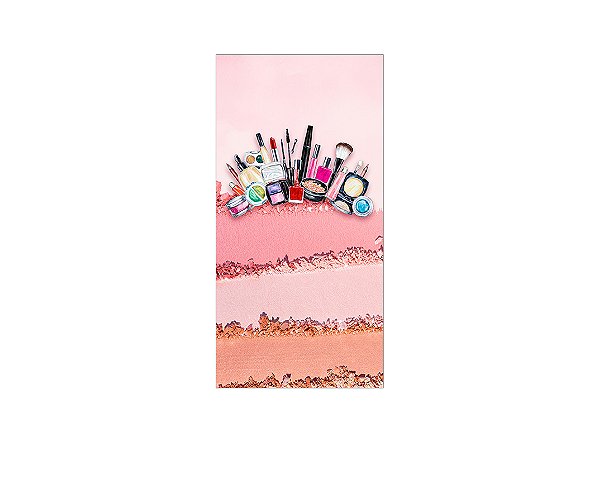 Painel De Festa Vertical 1,00 x 2,00 - Maquiagem Batom Rosa 012