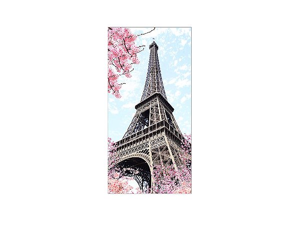 Painel De Festa Vertical 1,00 x 2,00 - Paris Torre Eiffel Floral 001