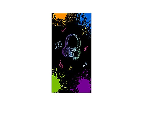 Painel De Festa Vertical 1,00 x 2,00 - Headphone Efeito Neon 002