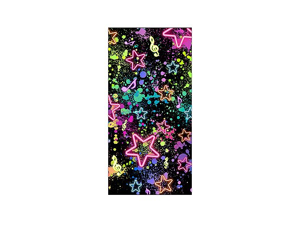 Painel De Festa Vertical 1,00 x 2,00 - Estrelas Coloridas Efeito Neon 003