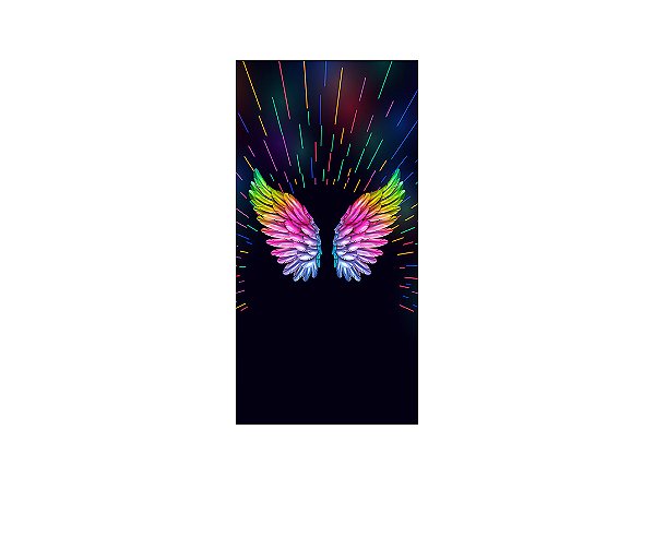 Painel De Festa Vertical 1,00 x 2,00 - Asas Coloridas Efeito Neon 005