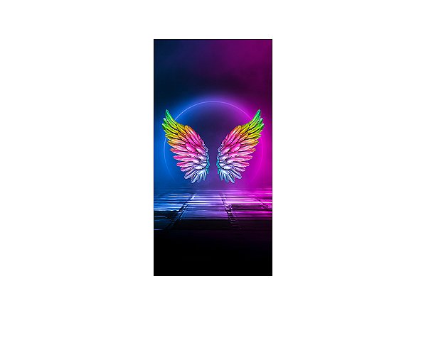 Painel De Festa Vertical 1,00 x 2,00 - Asa Colorida Efeito Neon 006