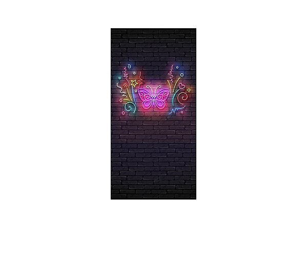 Painel De Festa Vertical 1,00 x 2,00 - Neon Party Borboleta 009