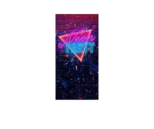 Painel De Festa Vertical 1,00 x 2,00 - Neon Party Colorido 018