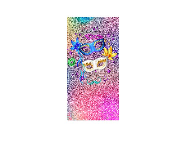 Painel De Festa Vertical 1,00 x 2,00 - Máscaras de Carnaval Efeito Glitter 018