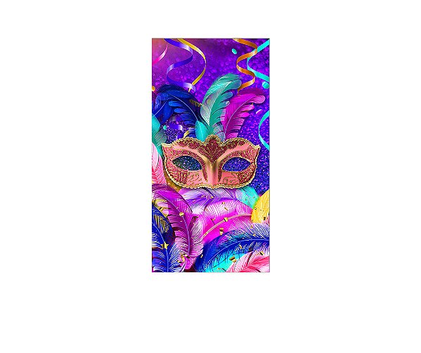 Painel De Festa Vertical 1,00 x 2,00 - Máscaras de Carnaval Colorido 019
