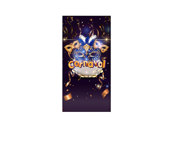 Painel De Festa Vertical 1,00 x 2,00 - Carnaval Dourado com Azul 021