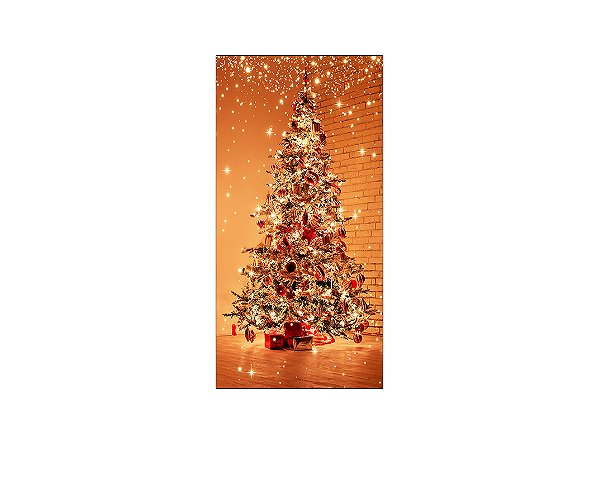 Painel De Festa Vertical 1,00 x 2,00 - Árvore de Natal Efeito Brilhos 006
