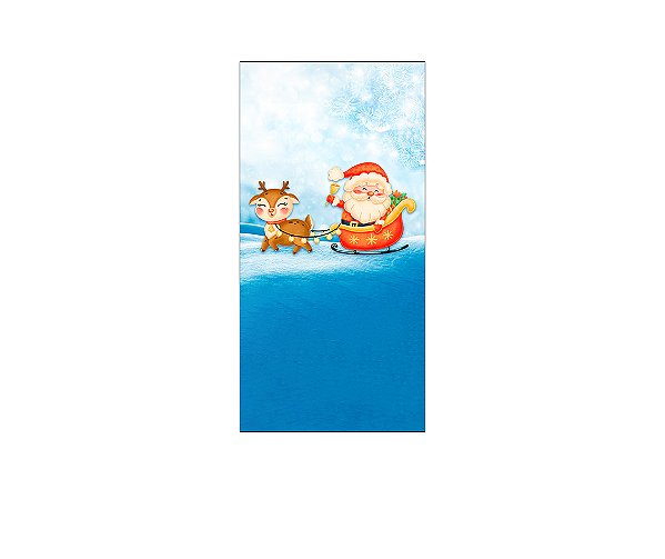 Painel De Festa Vertical 1,00 x 2,00 - Papai Noel e Rena Cute 008