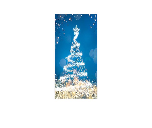 Painel De Festa Vertical 1,00 x 2,00 - Árvore de Natal Efeito Glitter Azul 011