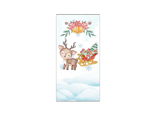 Painel De Festa Vertical 1,00 x 2,00 - Natal Rena Cute Aquarela 022