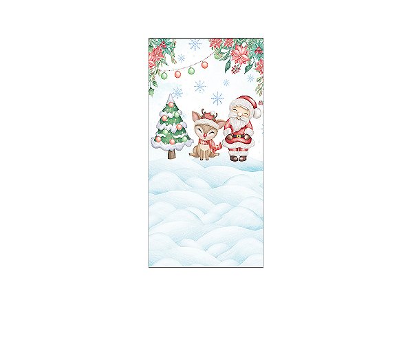 Painel De Festa Vertical 1,00 x 2,00 - Natal Papai Noel Cute Aquarela 023