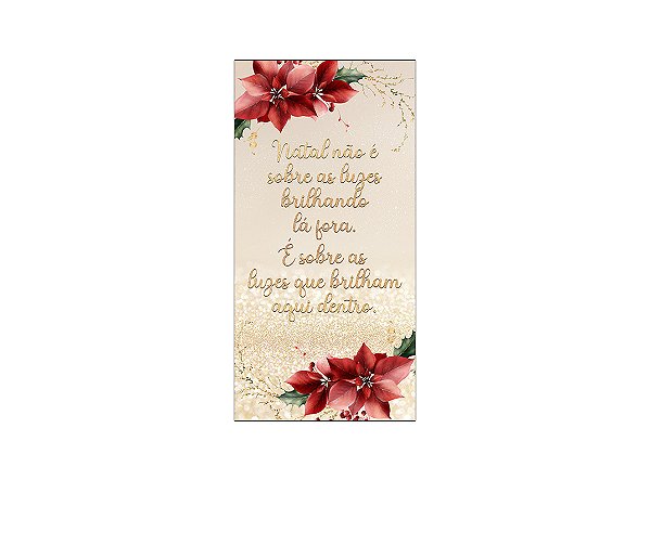 Painel De Festa Vertical 1,00 x 2,00 - Mensagem de Natal Flores Vermelhos 029