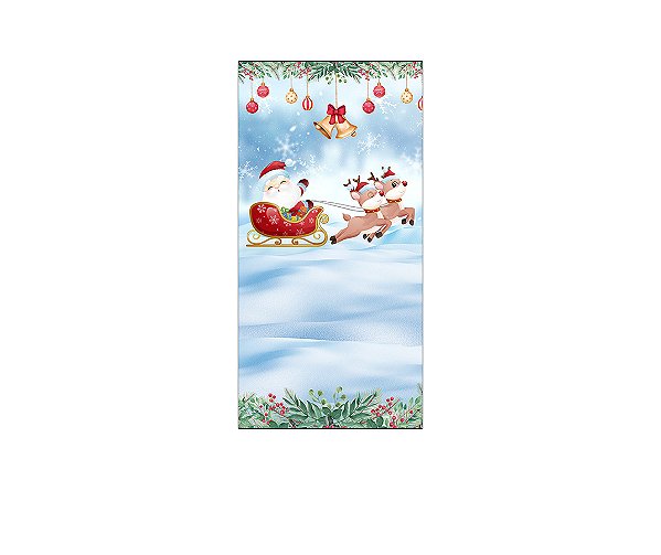 Painel De Festa Vertical 1,00 x 2,00 - Papai Noel no Trenó 035