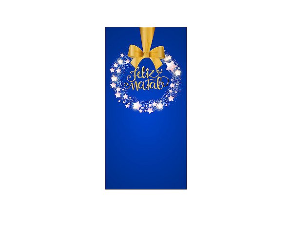 Painel De Festa Vertical 1,00 x 2,00 - Feliz Natal Azul e Dourado 036