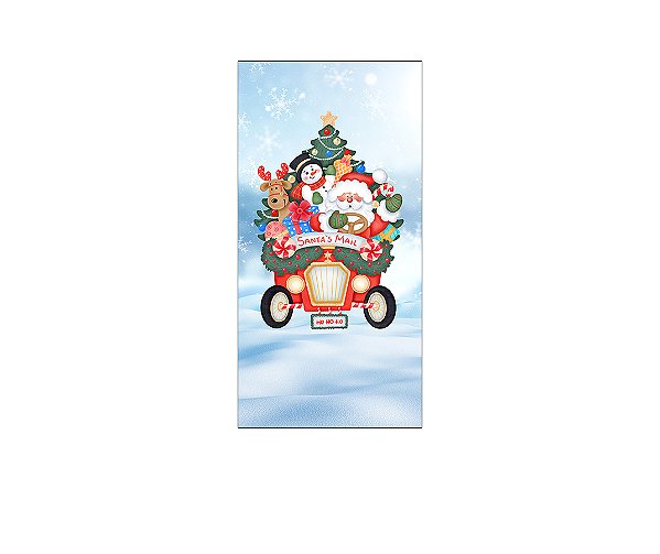 Painel De Festa Vertical 1,00 x 2,00 - Natal Papai Noel na Floresta de Neve 039