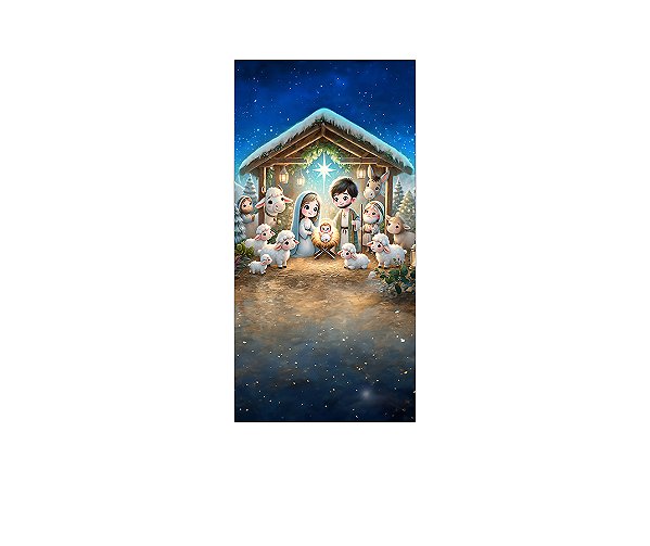 Painel De Festa Vertical 1,00 x 2,00 - Natal Cristão Cute 041