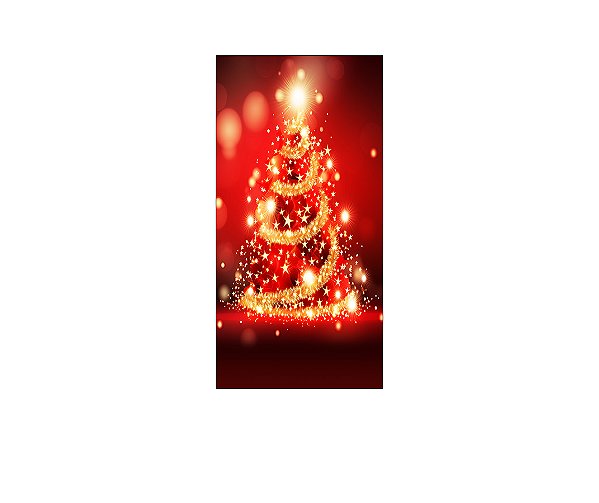 Painel De Festa Vertical 1,00 x 2,00 - Árvore de Natal Efeito Glitter Dourado 049