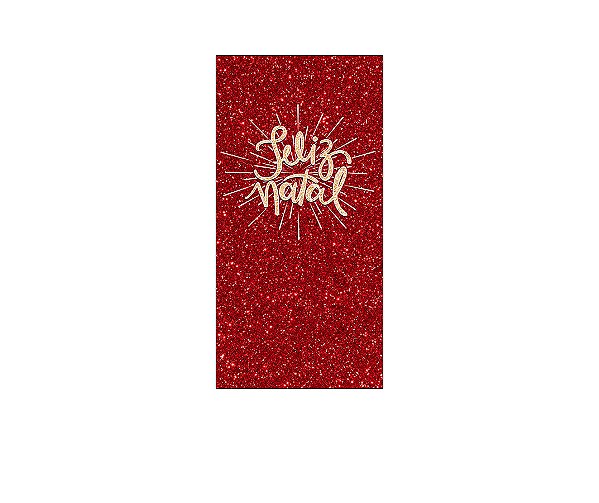 Painel De Festa Vertical 1,00 x 2,00 - Feliz Natal Efeito Glitter Vermelho 053